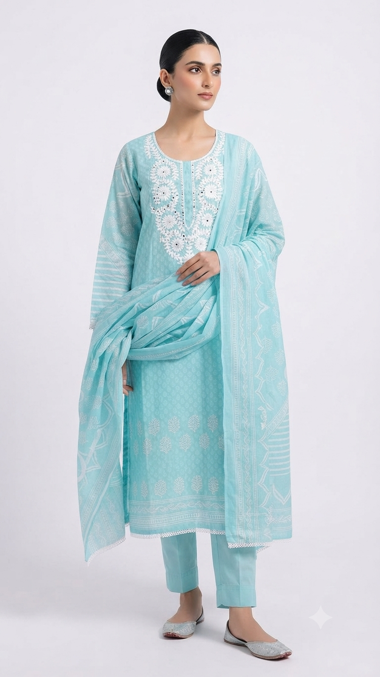 Cotton Designer Embroidery Lace Suit ZM6527