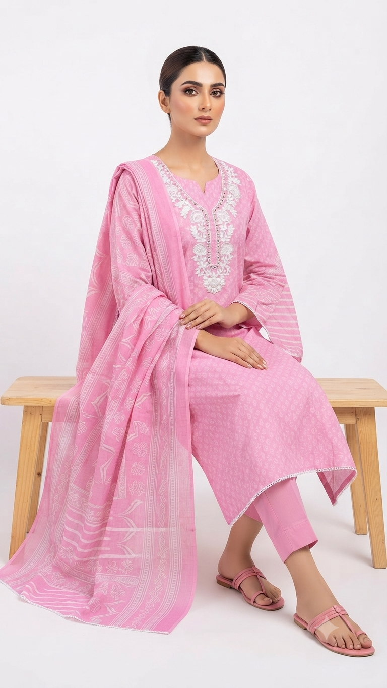 Cotton Designer Embroidery Lace Suit ZM6527