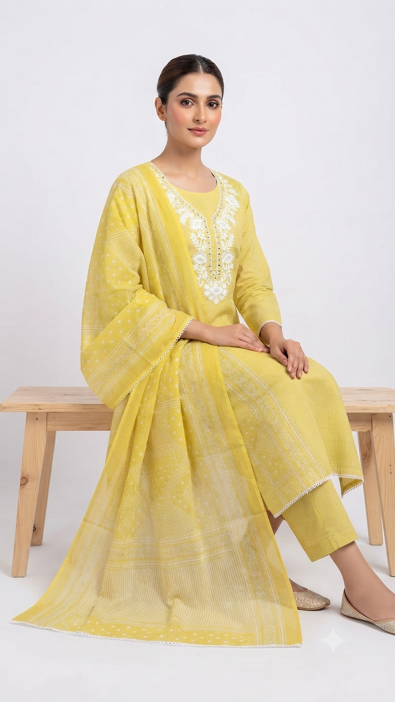 Cotton Designer Embroidery Lace Suit ZM6527