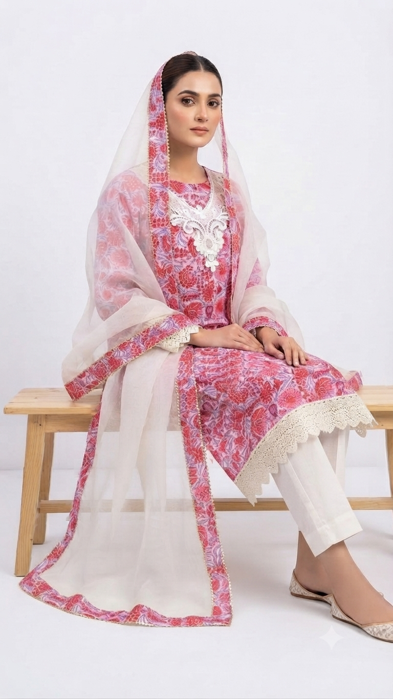 Cotton Designer Embroidery Lace Suit ZM6612