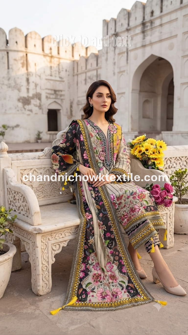 cct6997_2 Pure Muslin Digital Print Pakistani Style Suit CCT6997 - Image 1
