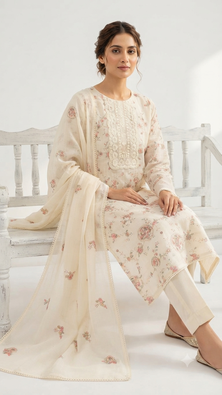 cct7118_5 Cotton Designer Embroidery Lace Suit CCT7118 - Image 1