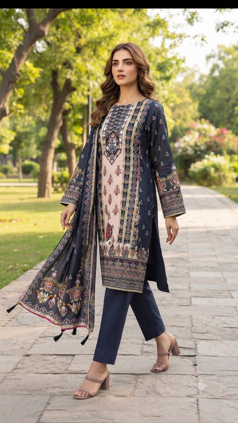 cct7440_1 Pure Muslin Designer Suit CCT7440 - Image 1